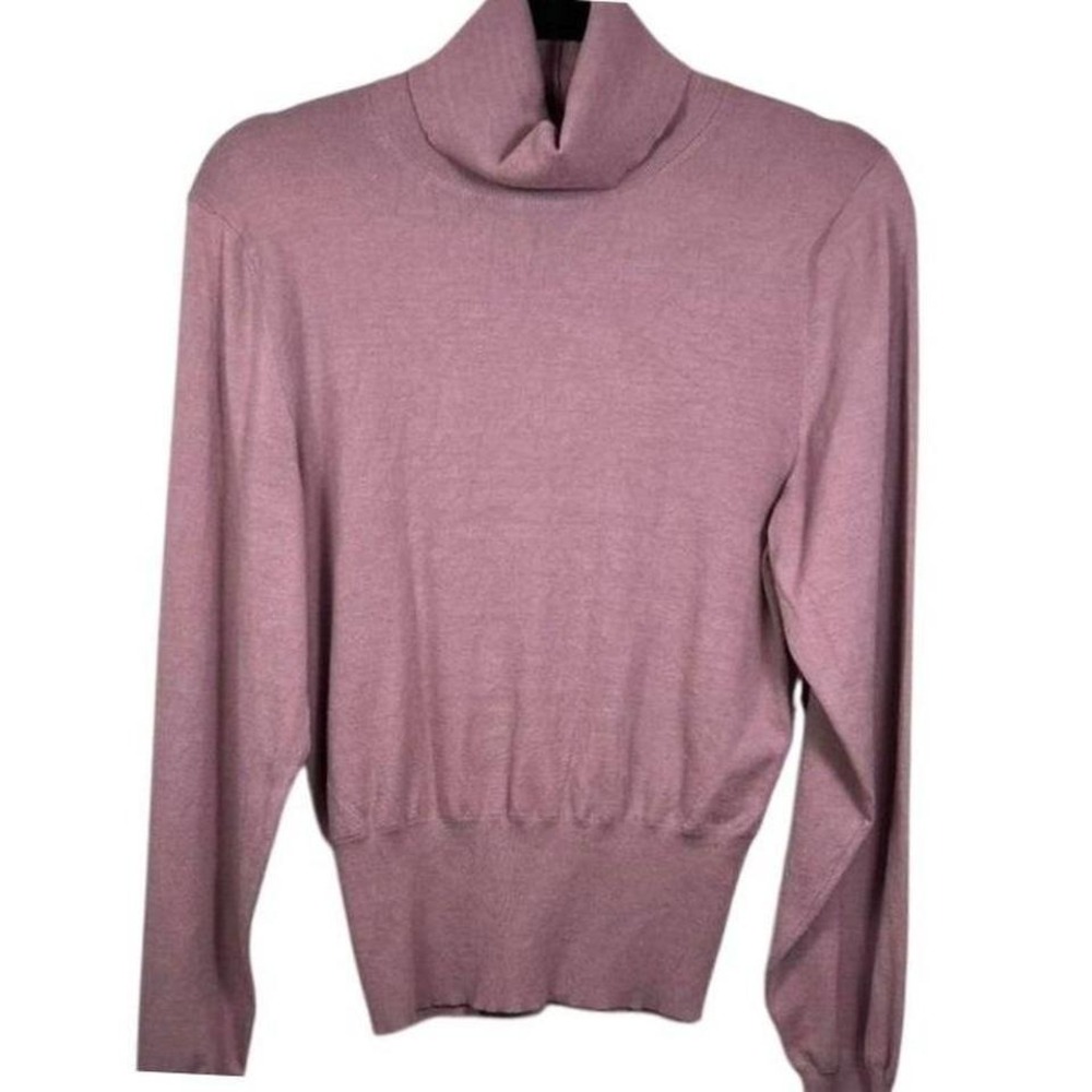 Babaton Aritzia Mauve Pink Turtleneck Sweater Wide Ribbed Hem Cuffs Size M